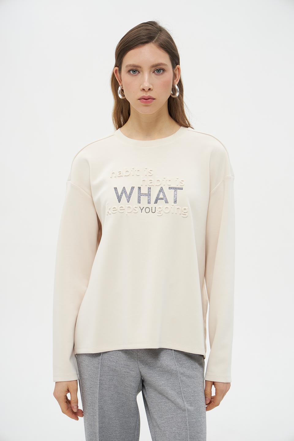 Пуловер Lecomte с принтом бежевый