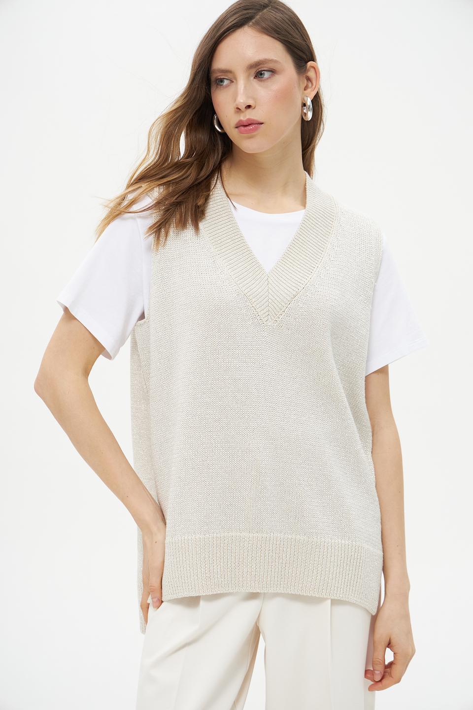 Жилет Lecomte вязаный бежевый