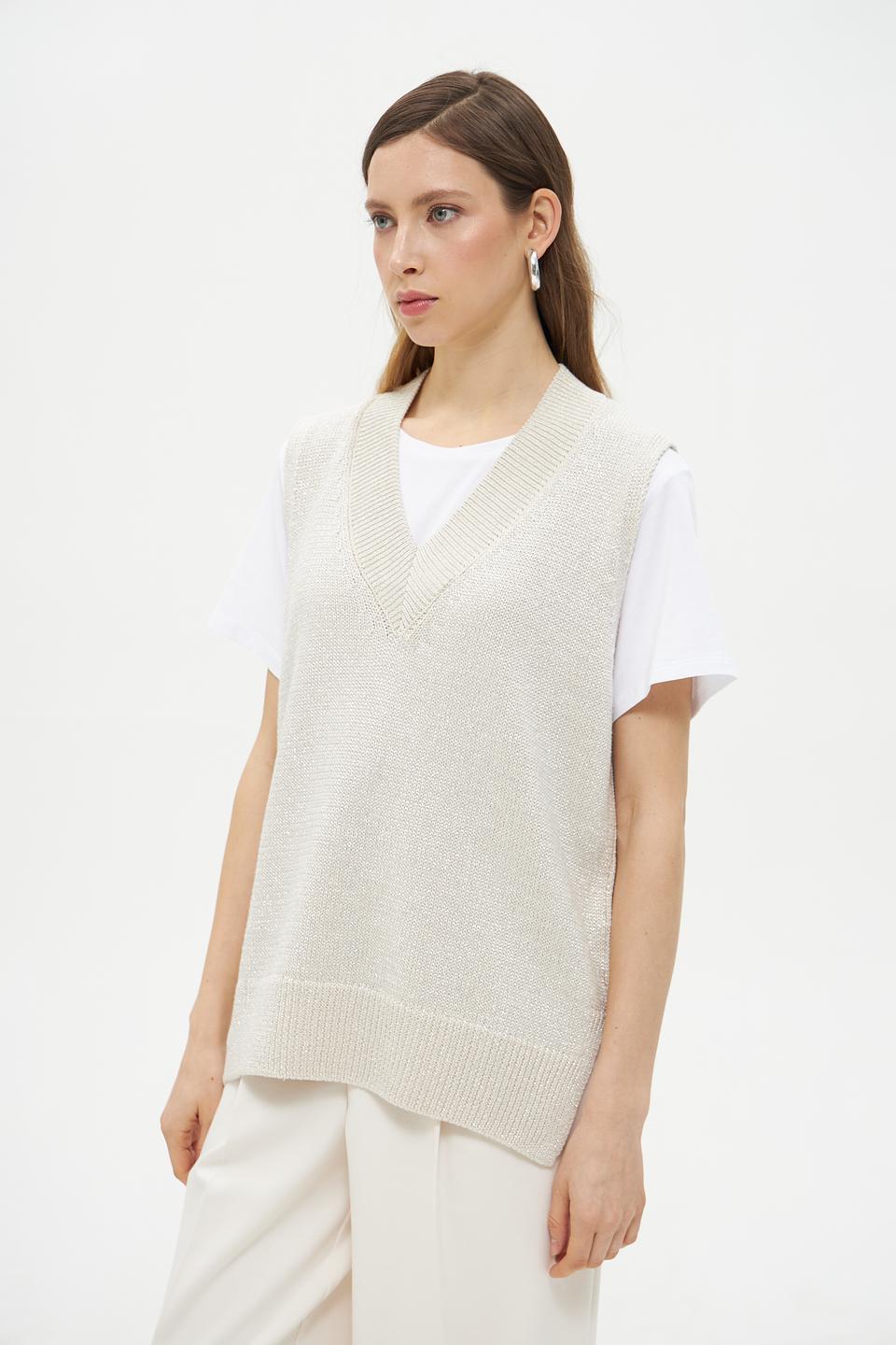 Жилет Lecomte вязаный бежевый