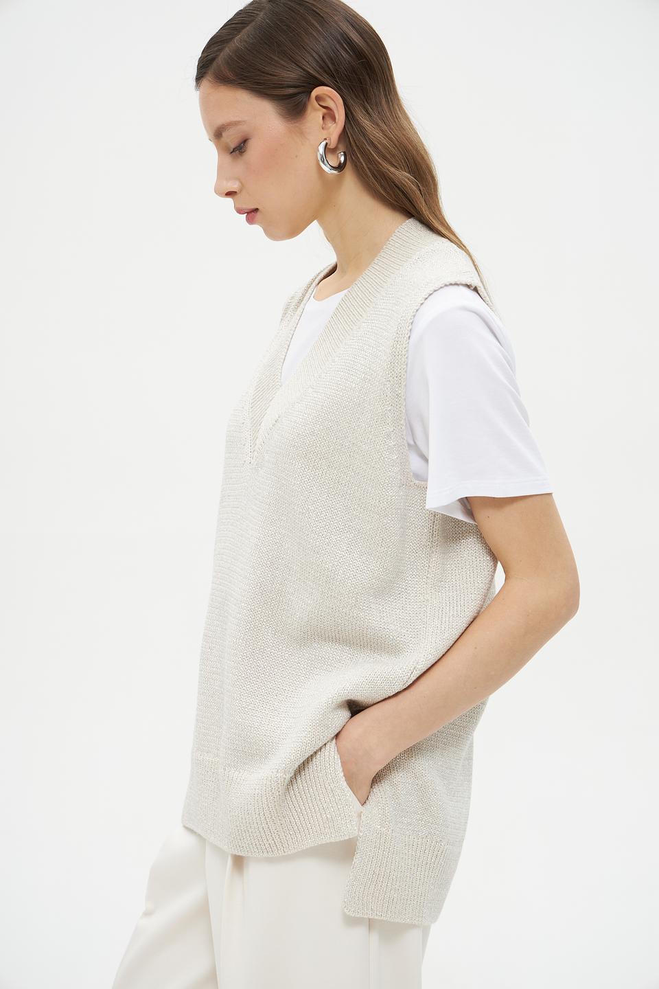 Жилет Lecomte вязаный бежевый