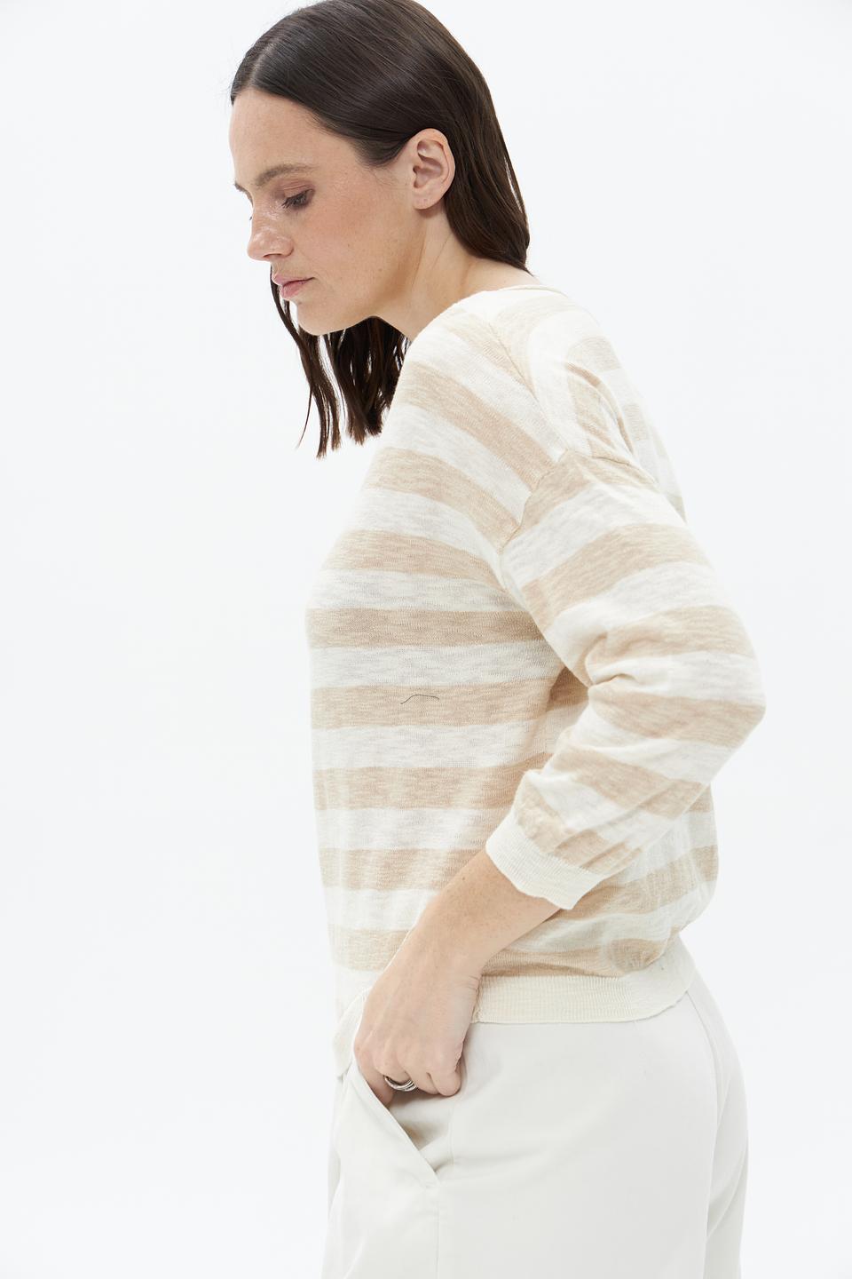Пуловер Broadway в полоску бежевый