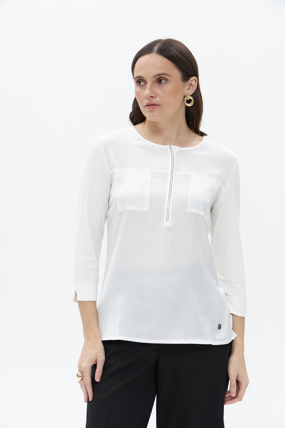 Блузка Barbara Lebek белая с карманом