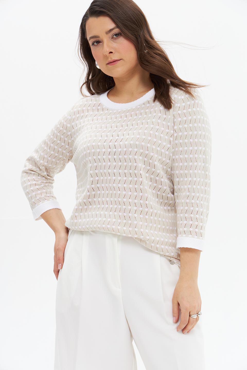 Пуловер Gollehaug с ажуром бежевый