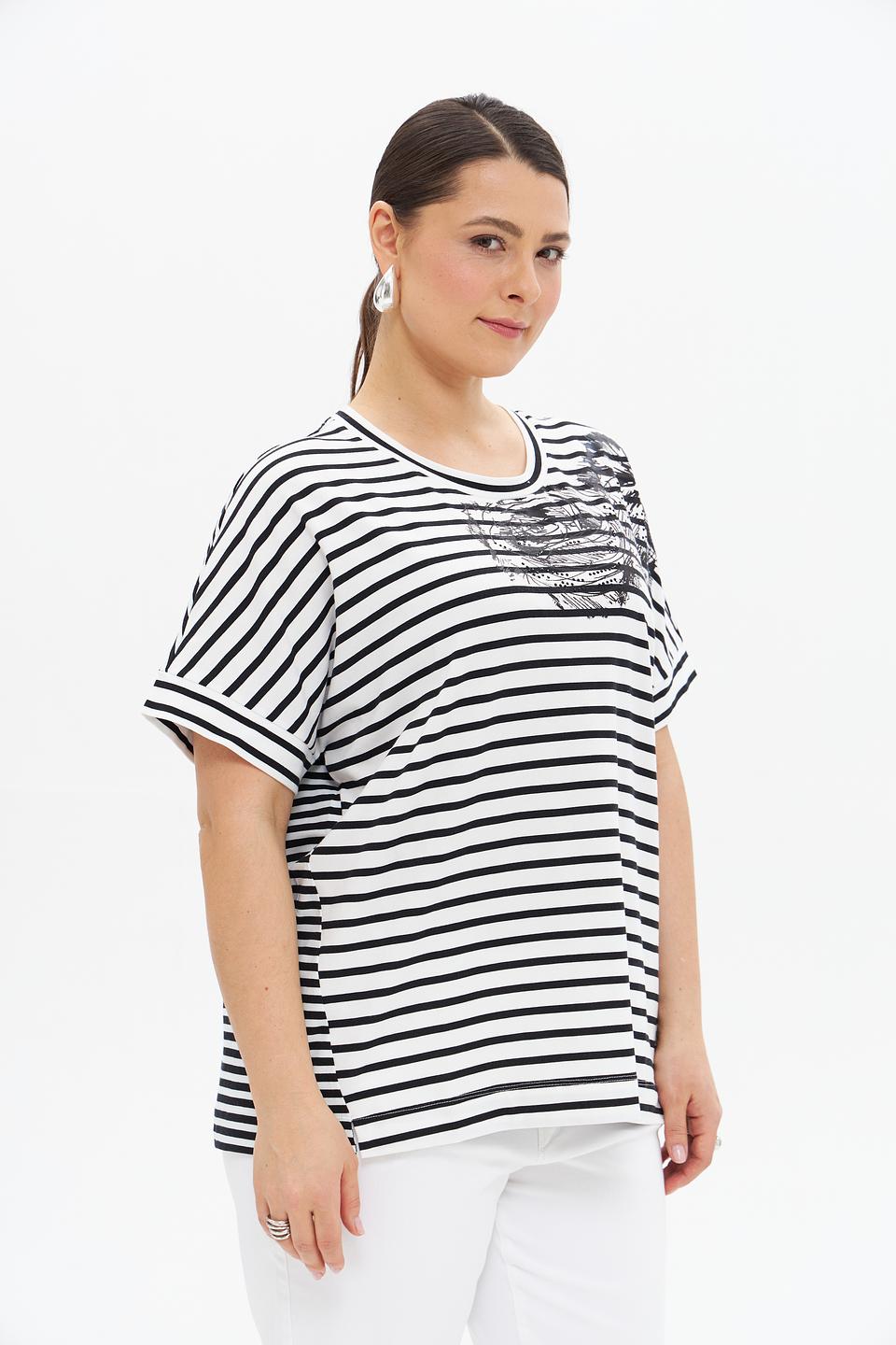 Футболка Frapp в полоску с принтом