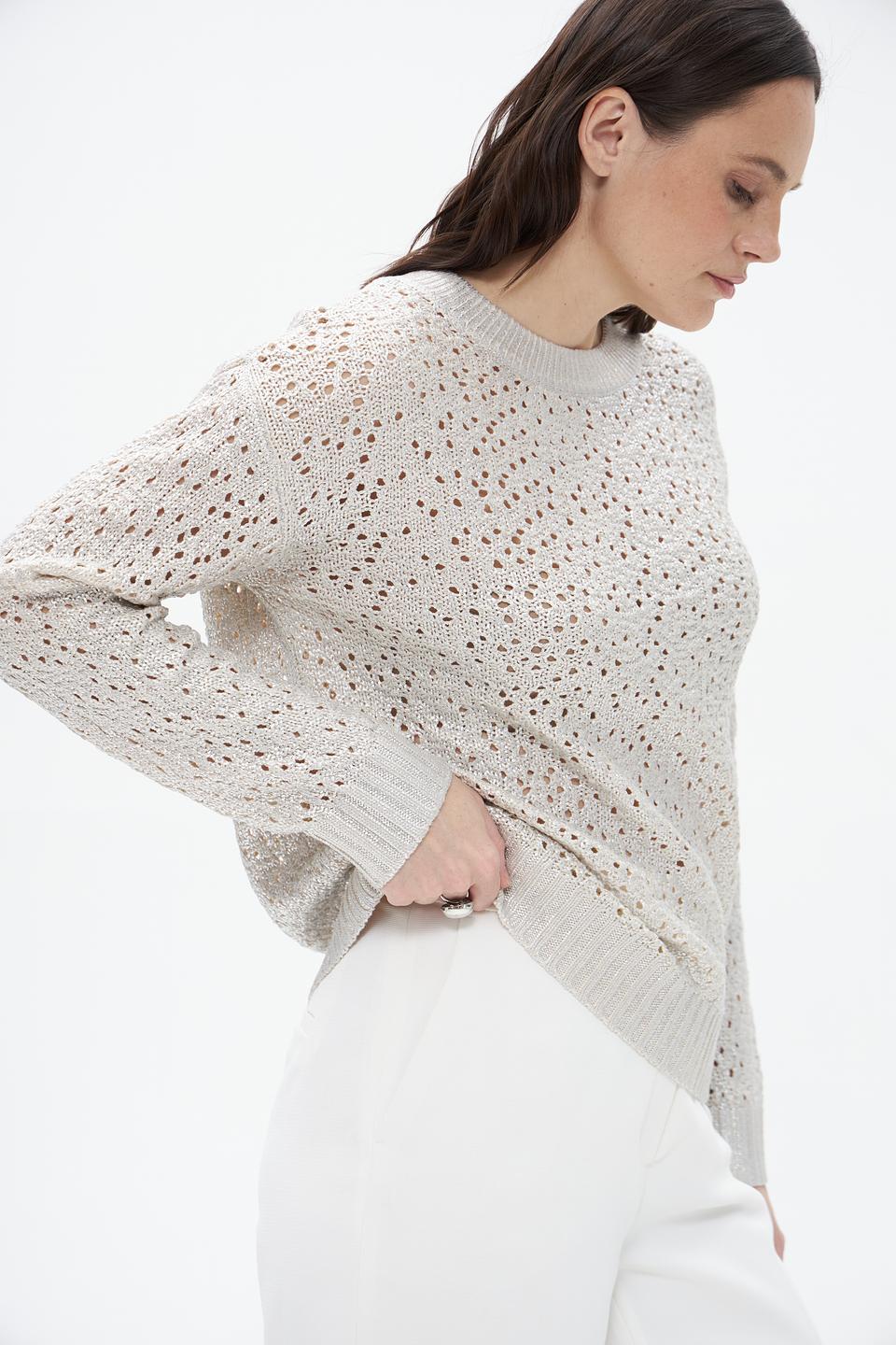 Пуловер Lecomte ажурный бежевый