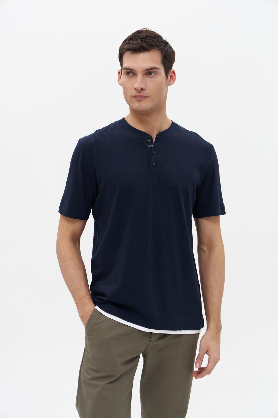 Футболка Tom Tailor темно-синяя с планкой