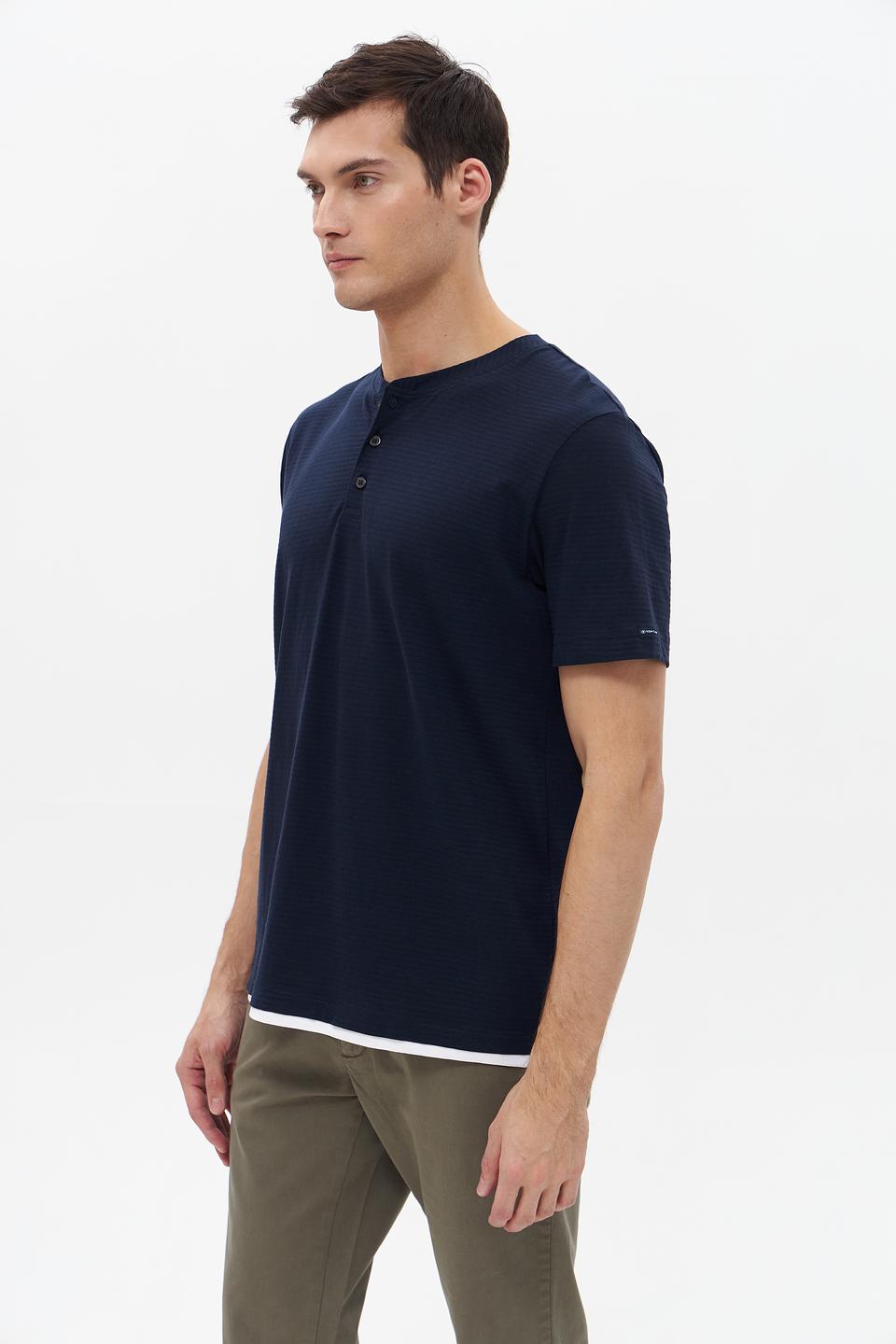 Футболка Tom Tailor темно-синяя с планкой