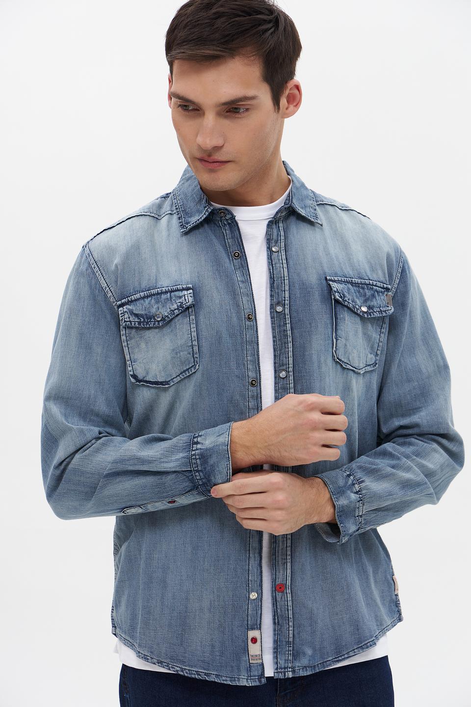 Рубашка Time Zone джинсовая голубая