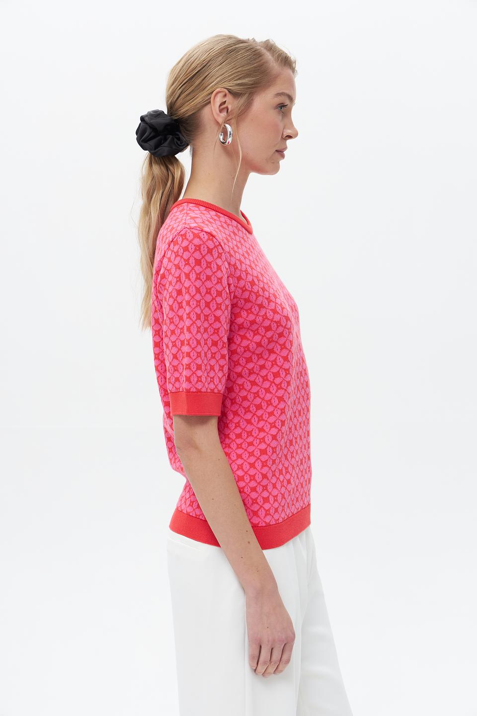 Пуловер Gerry Weber розовый с рисунком хлопок