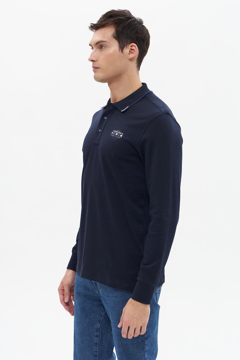 Поло Granchio с длинным рукавом тёмно-синее