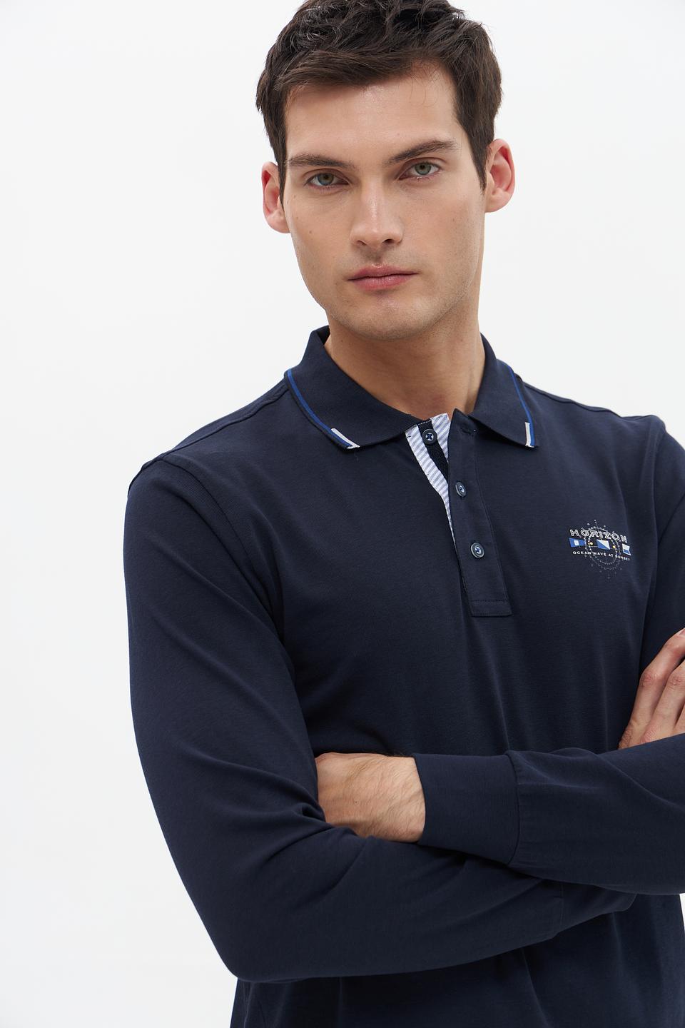 Поло Granchio с длинным рукавом тёмно-синее