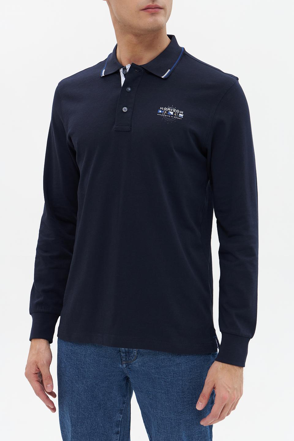 Поло Granchio с длинным рукавом тёмно-синее