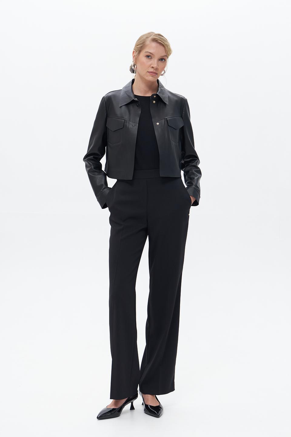 Жакет Marc Cain кожаный чёрный