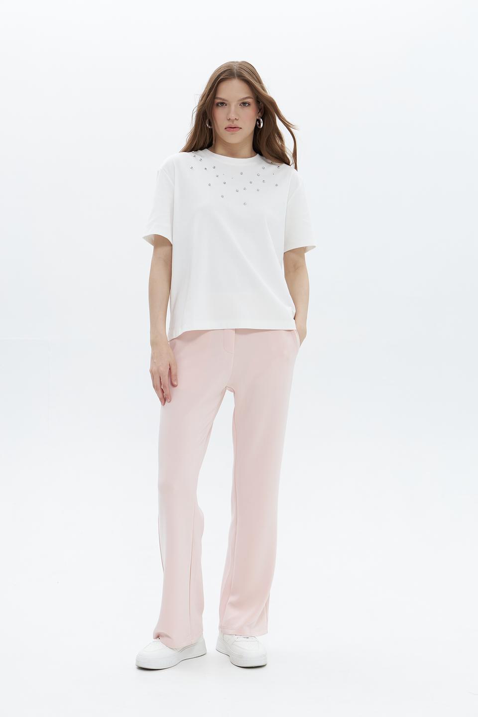 Футболка Oui с камнями белый