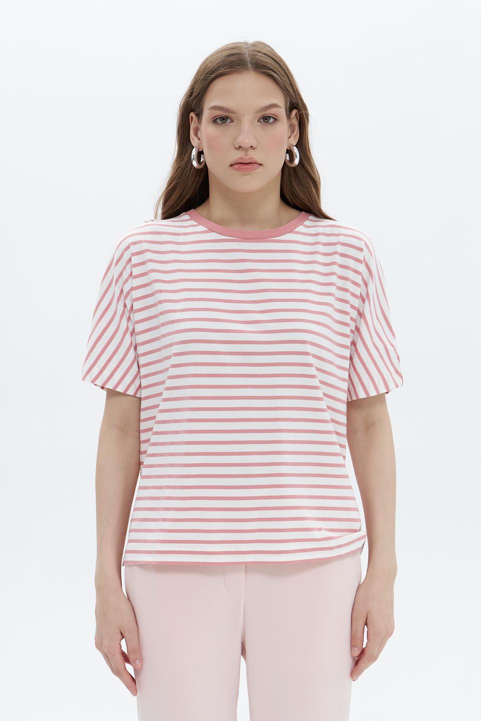 Футболка Oui в полоску розовая