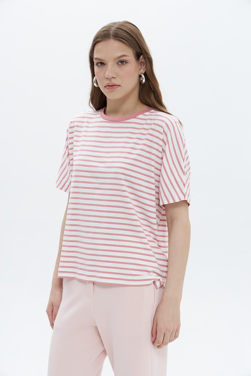Футболка Oui в полоску розовая