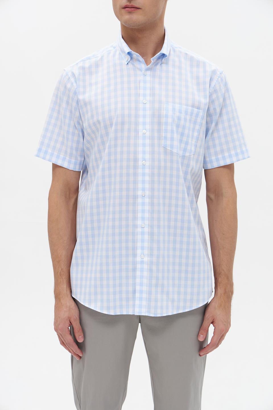 Рубашка кр Seidensticker в клетку голубая