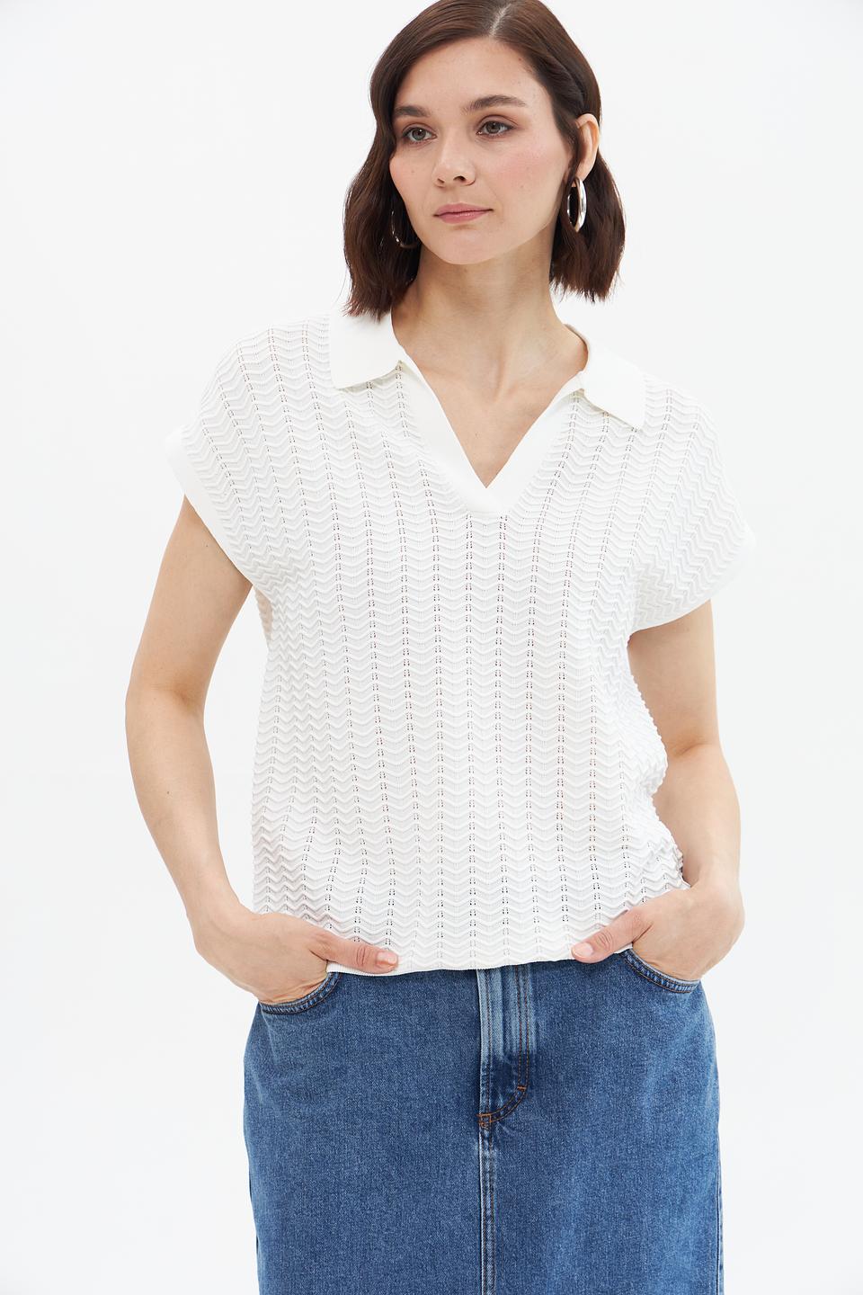 Пуловер Cinque с воротником-поло белый