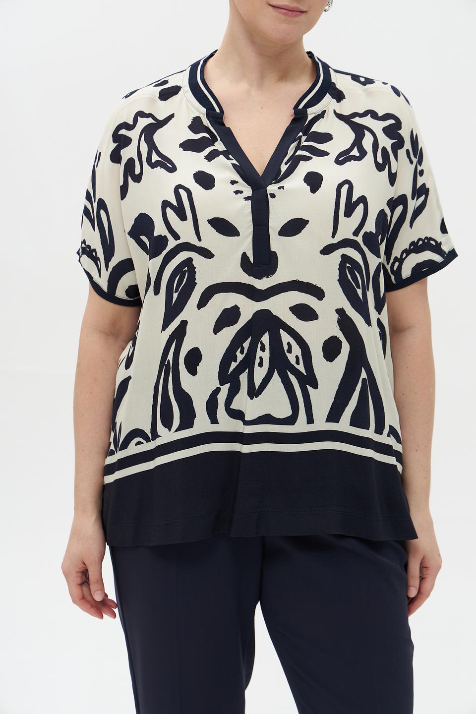 Блуза Frapp с принтом бежево-чёрный