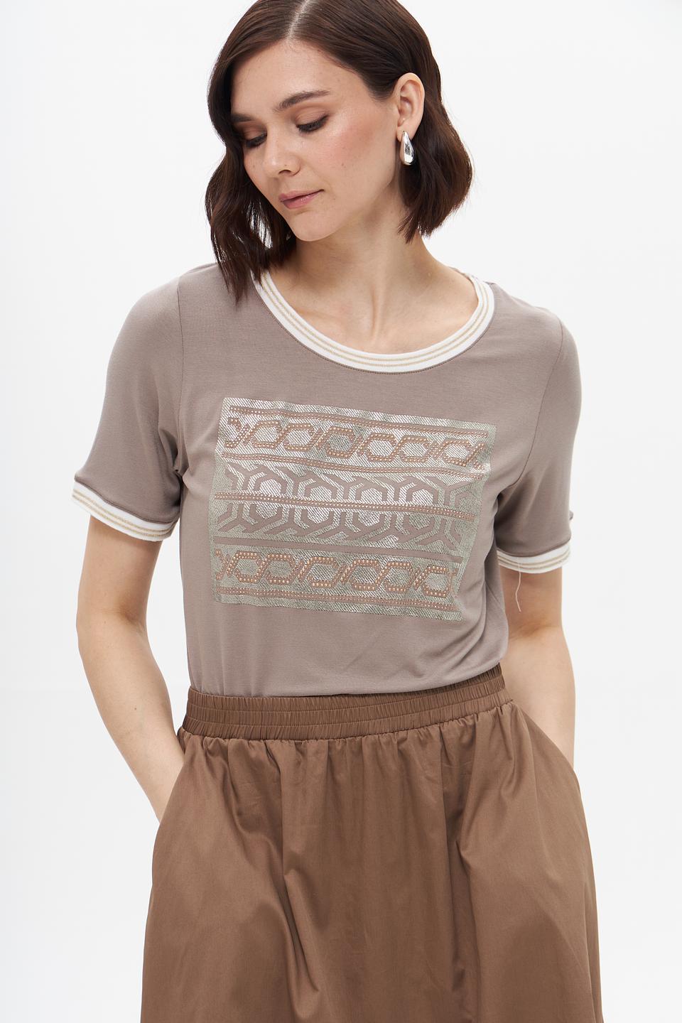 Футболка Tuzzi с узором бежевая