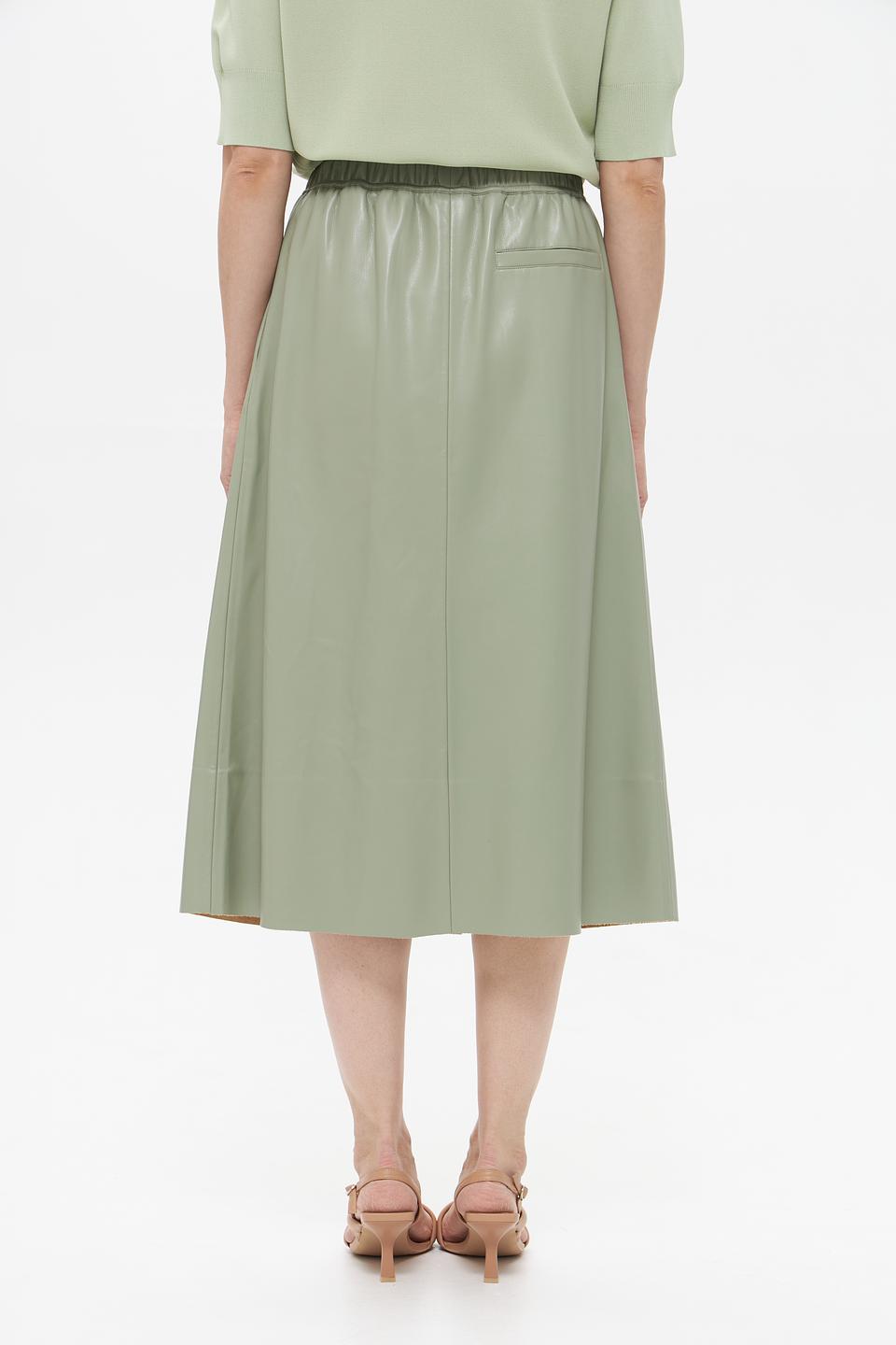 Юбка UNQ экокожа с завязками хаки