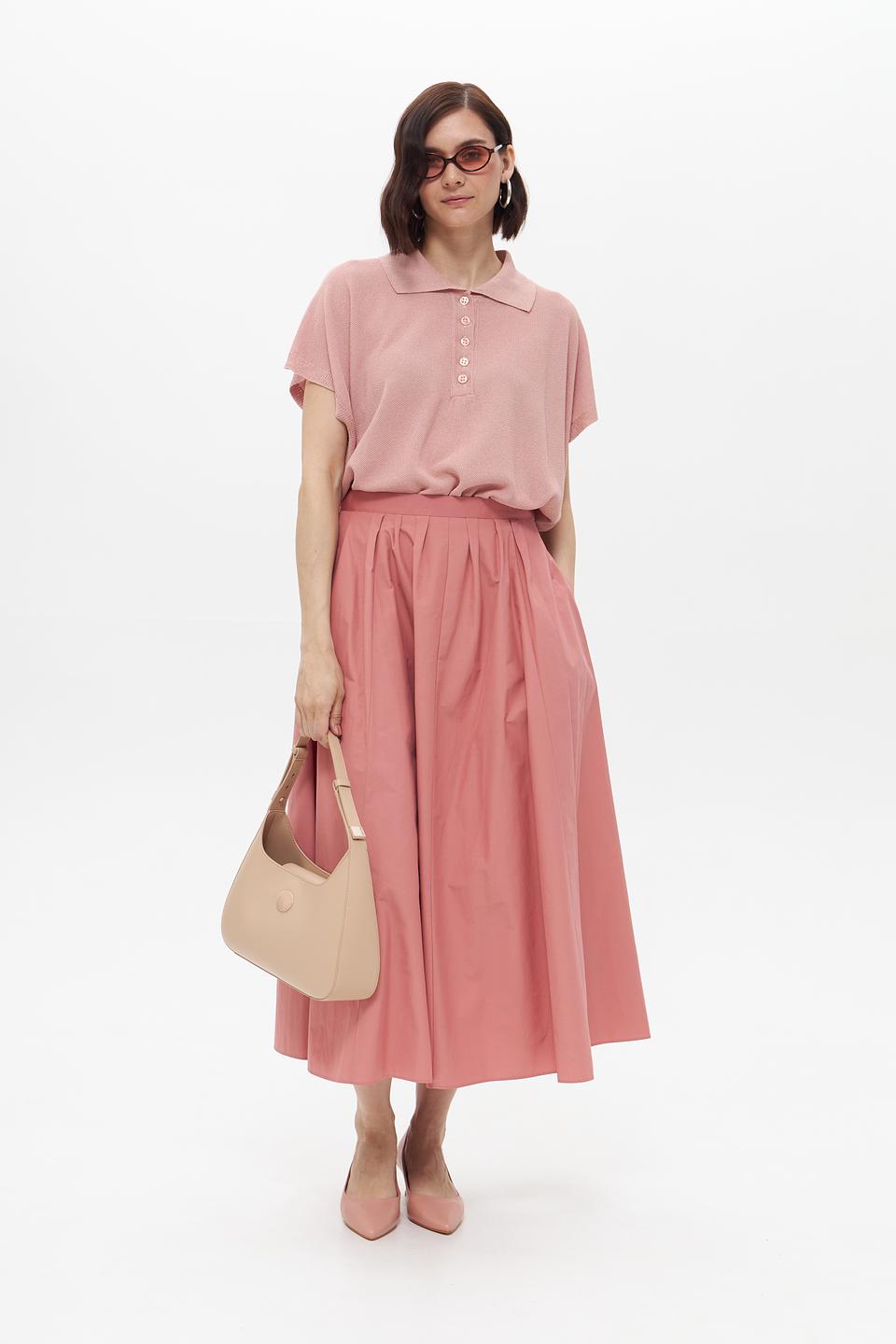 Пуловер Croche с воротником-поло розовый