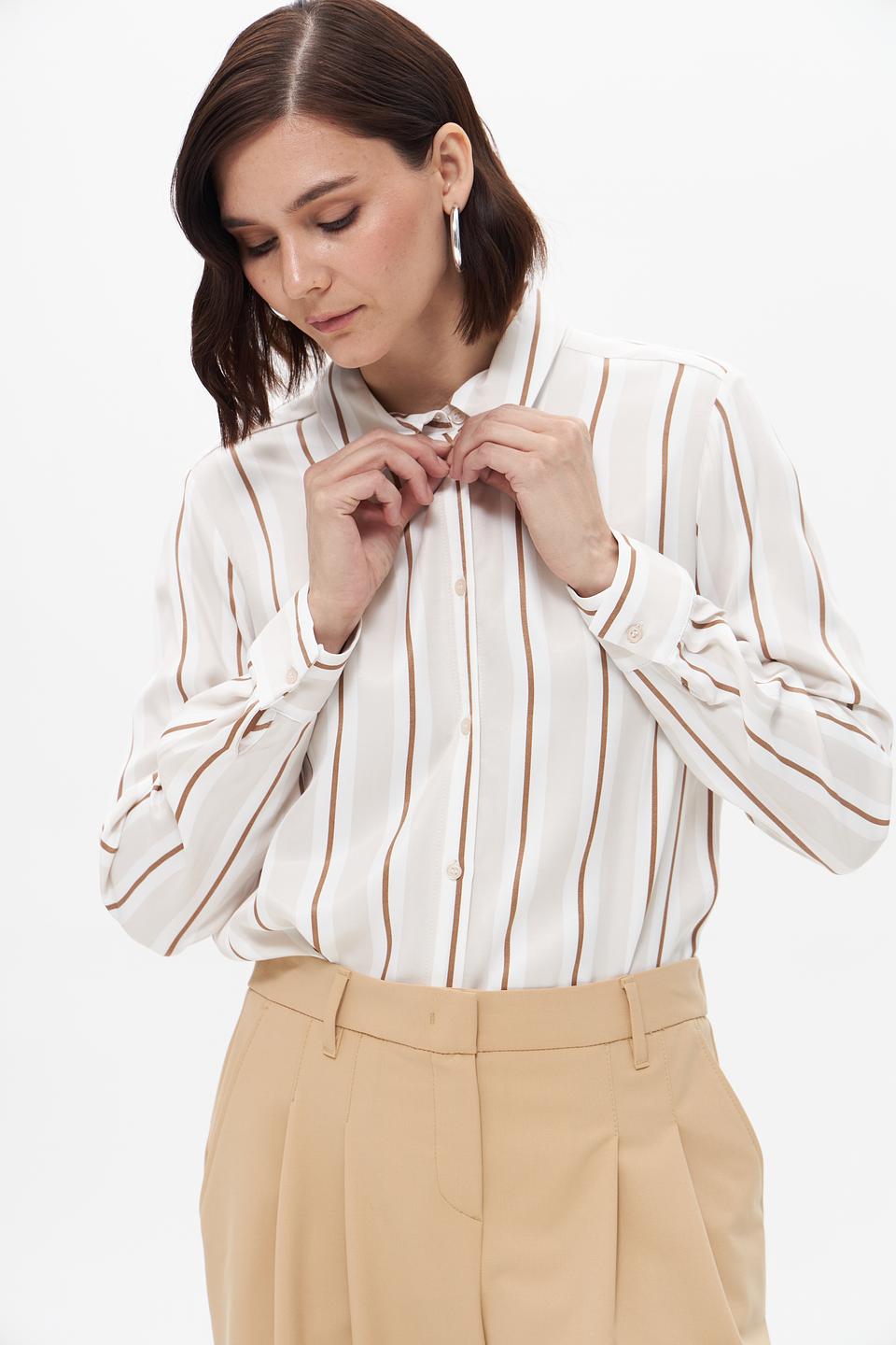 Блуза Monari в полоску бежевая