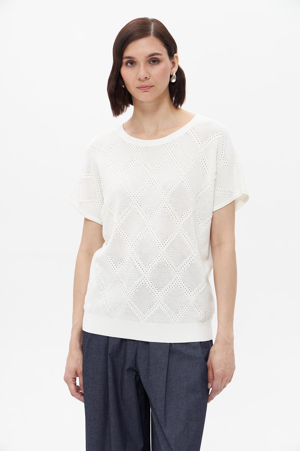 Пуловер UNQ с ажурной вязкой