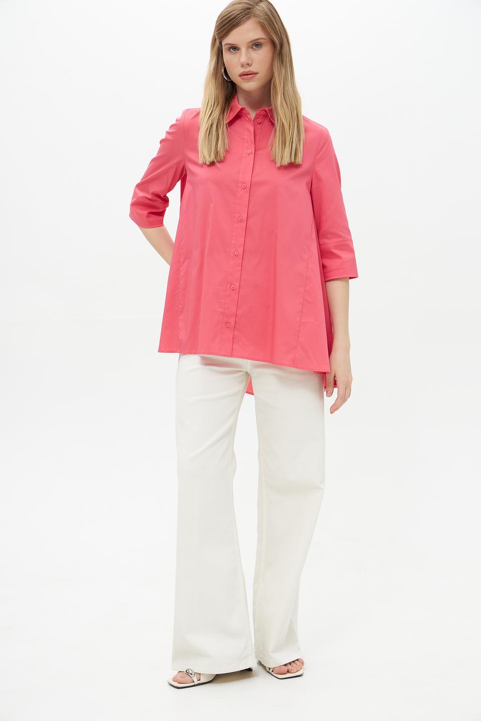 Розовая блуза Catnoir рубашечного кроя с рукавом 3/4