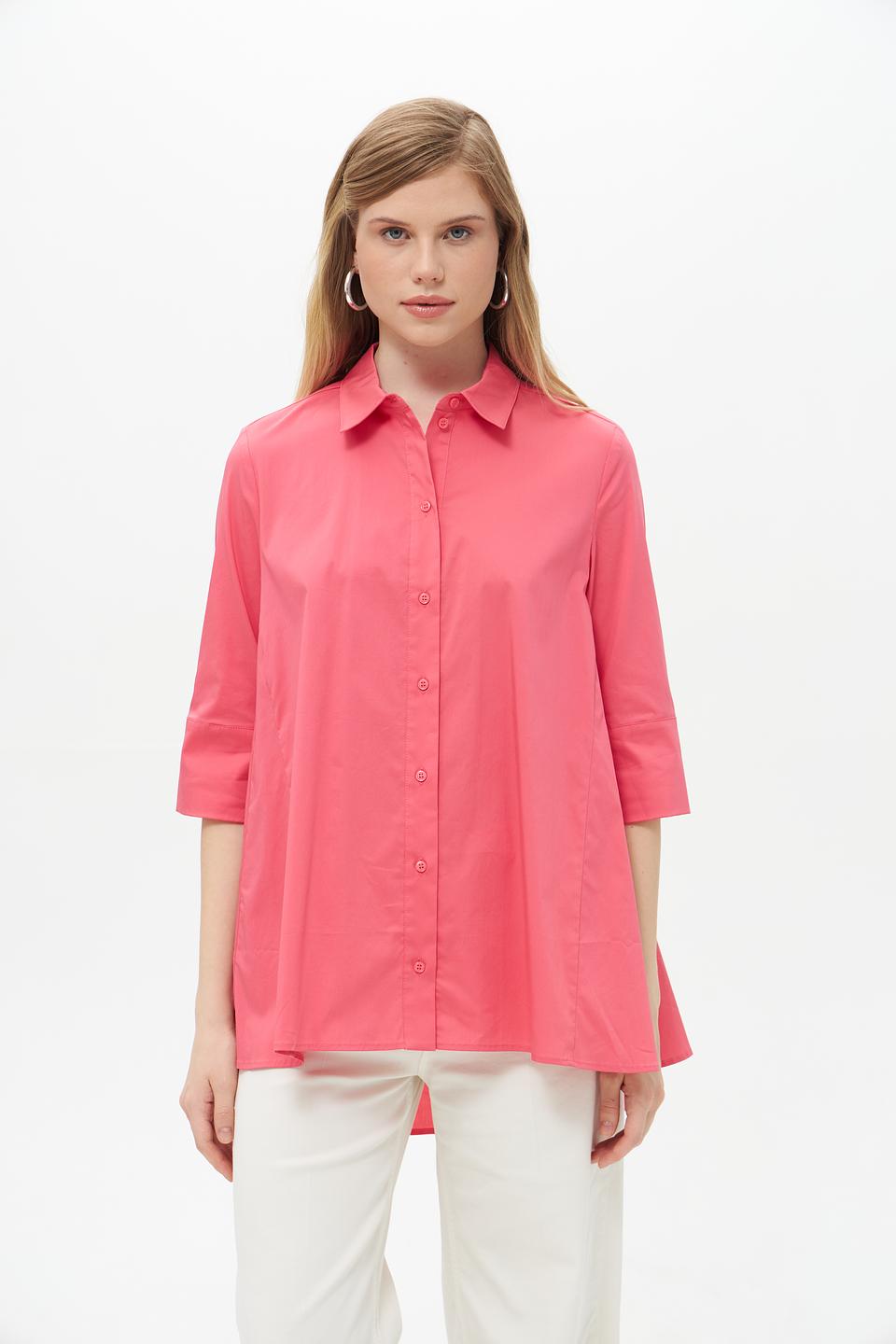 Розовая блуза Catnoir рубашечного кроя с рукавом 3/4