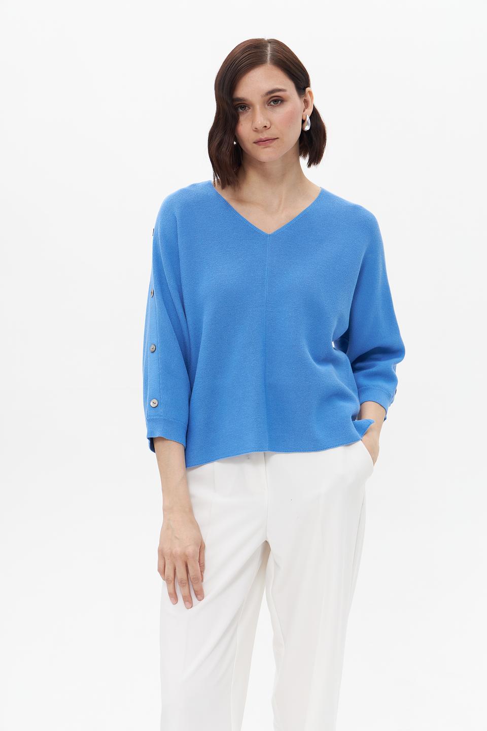 Пуловер Bianca с рукавами 3/4 голубой