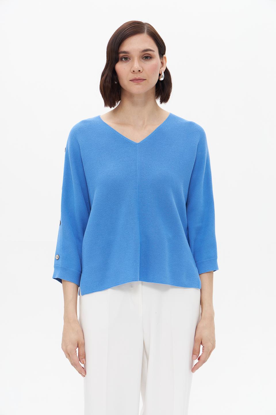 Пуловер Bianca с рукавами 3/4 голубой