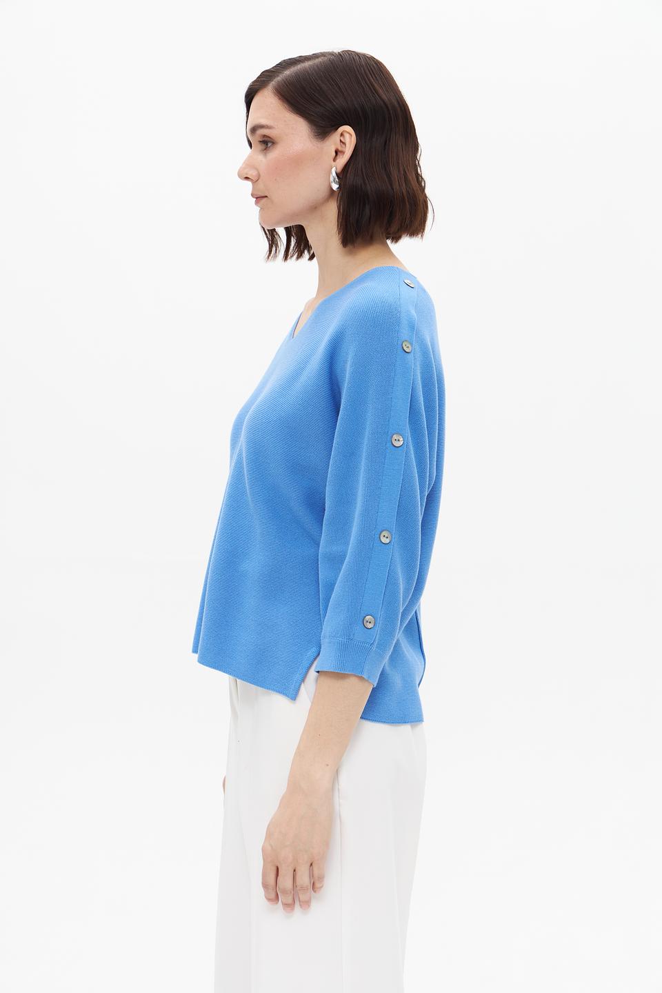 Пуловер Bianca с рукавами 3/4 голубой