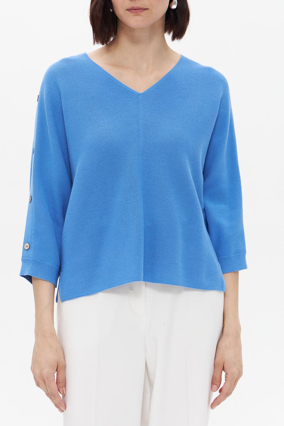 Пуловер Bianca с рукавами 3/4 голубой