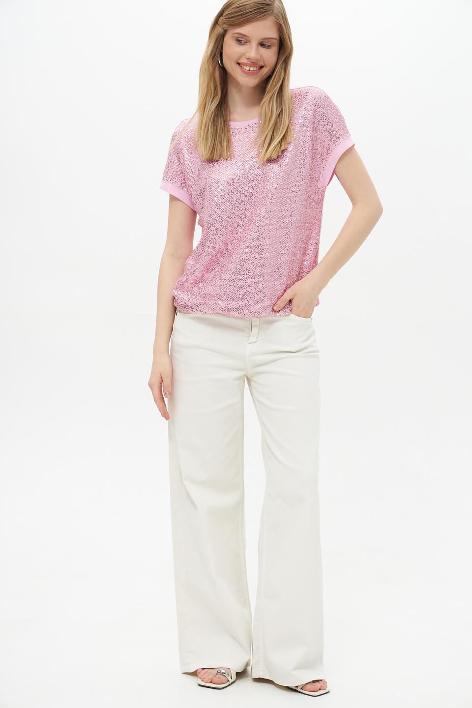 Футболка Rabe collection с пайетками розовый