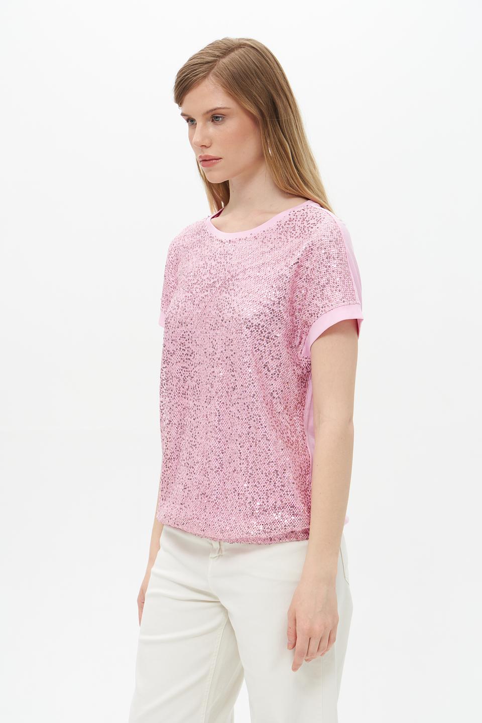 Футболка Rabe collection с пайетками розовый