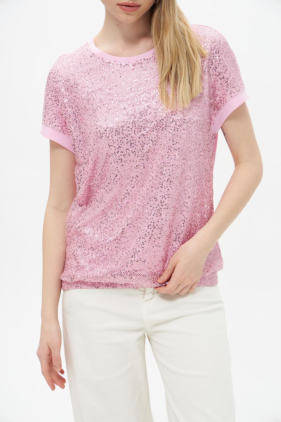 Футболка Rabe collection с пайетками розовый
