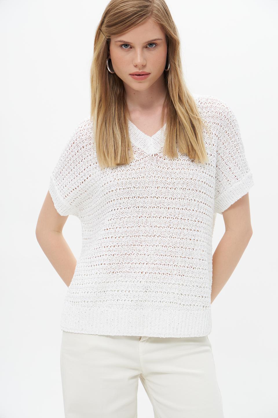 Пуловер Lecomte женский ажурный белый