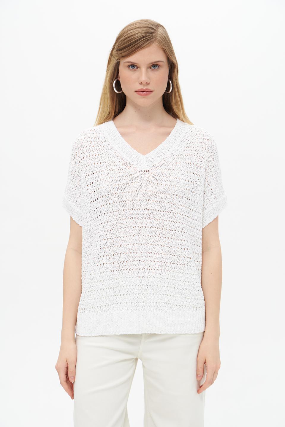 Пуловер Lecomte женский ажурный белый