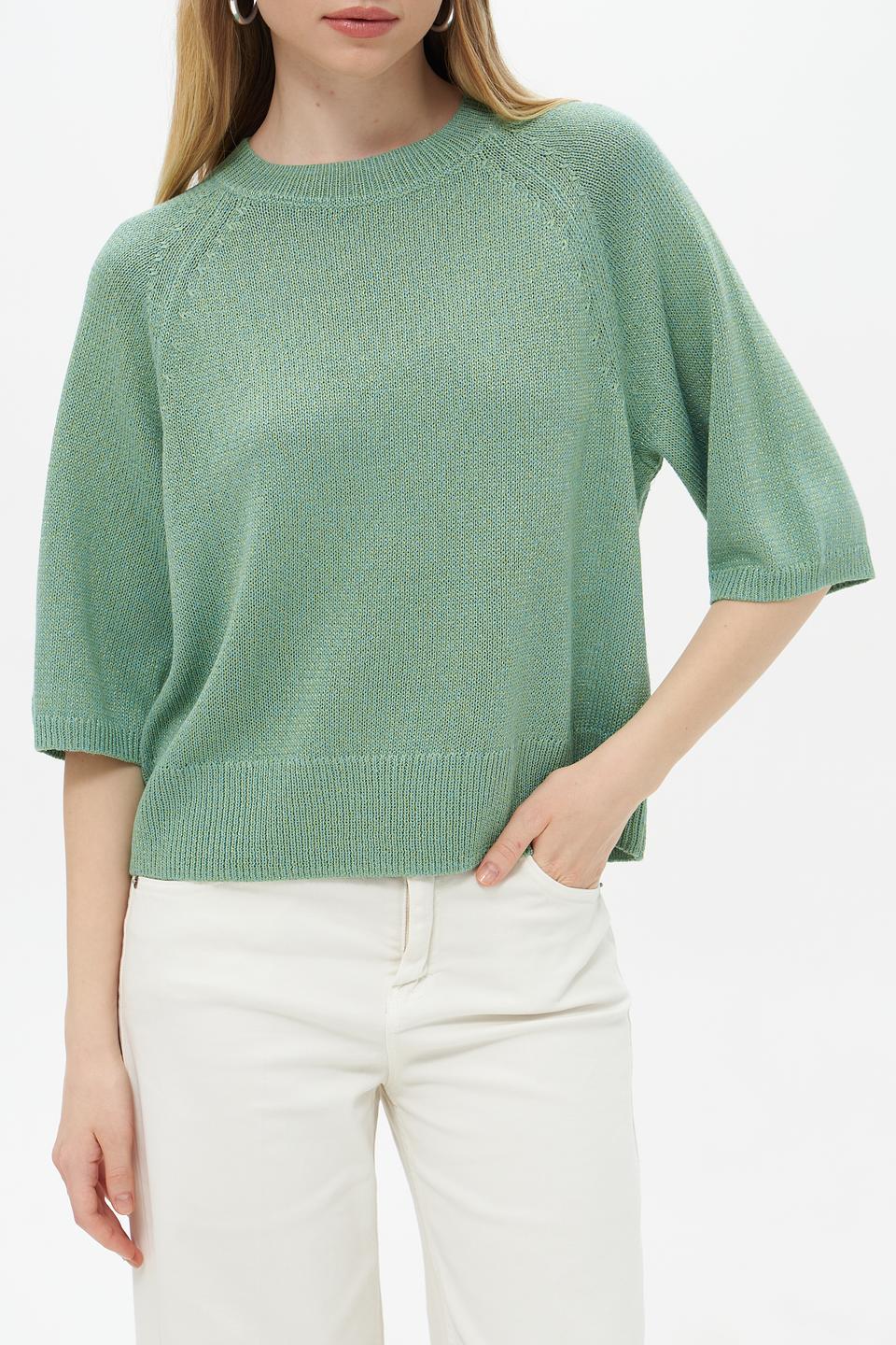 Пуловер Lecomte зелёный с 3/4 рукавом