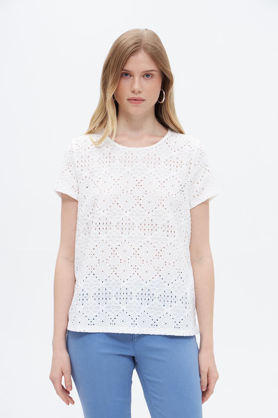 Футболка Taifun с ажуром белый