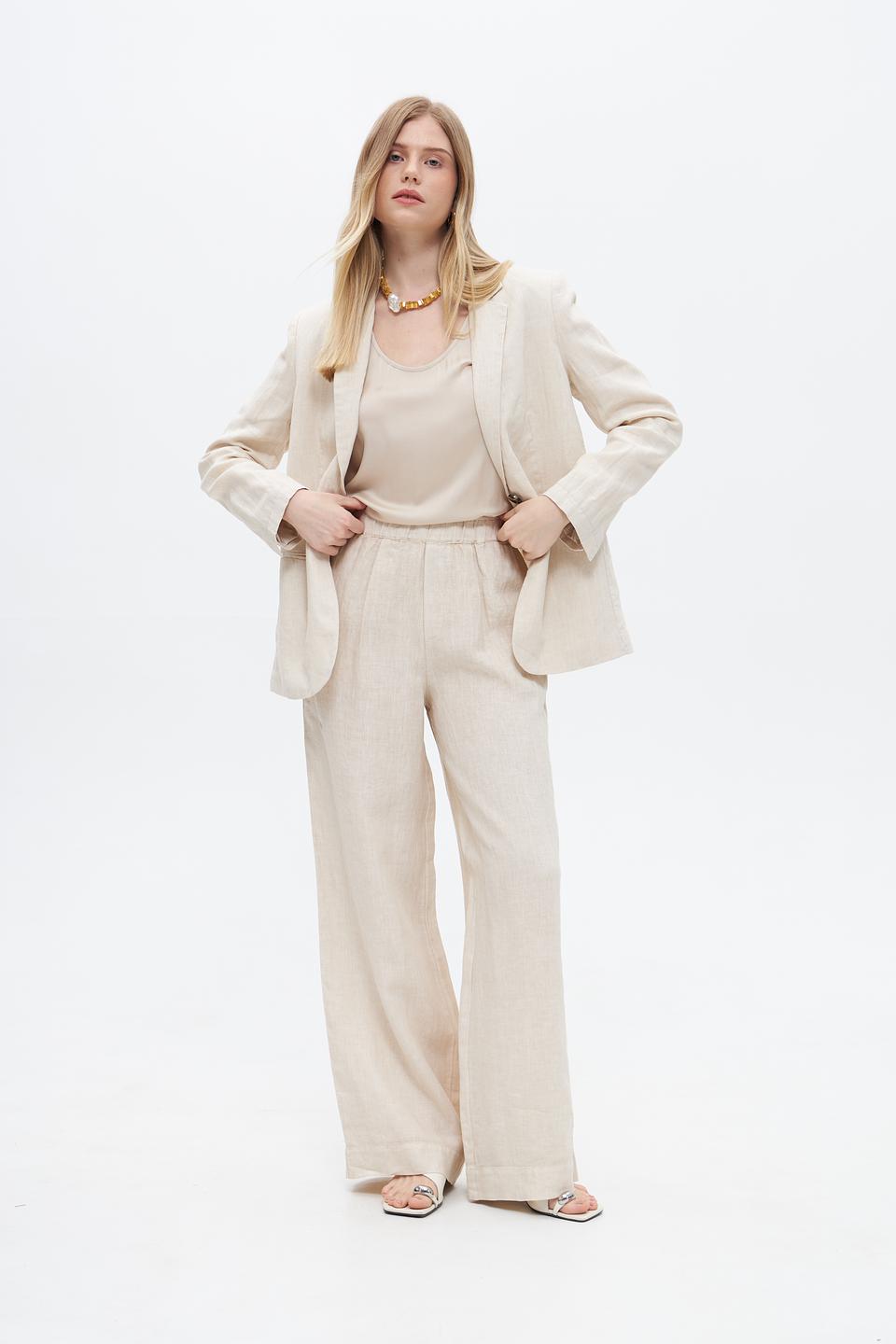 Брюки палаццо Oui бежевые