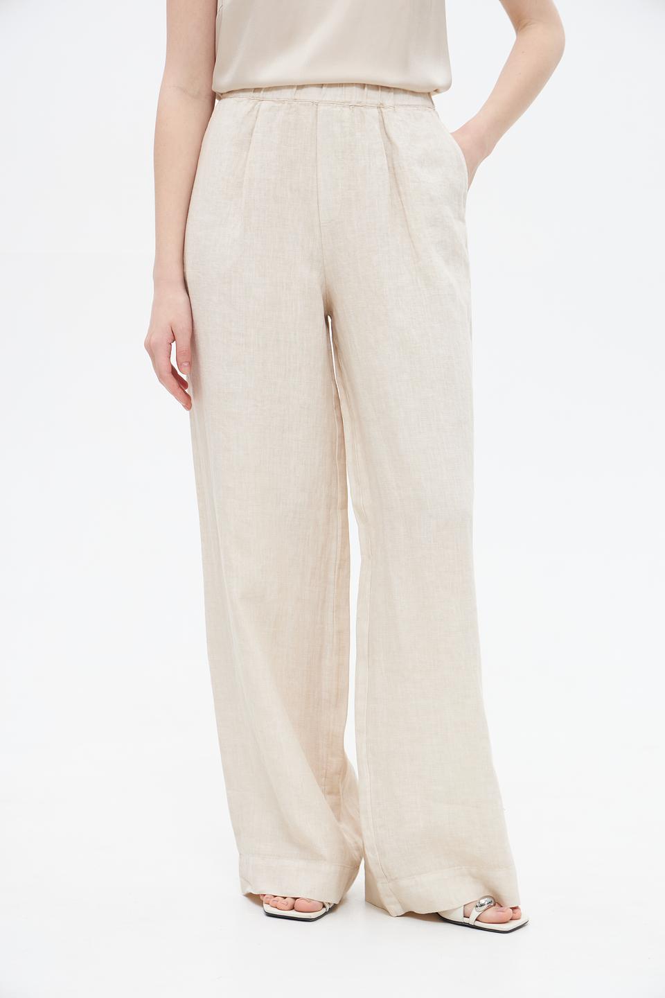 Брюки палаццо Oui бежевые