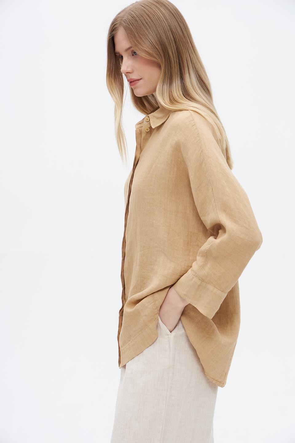 Блуза Oui из льна бежевая