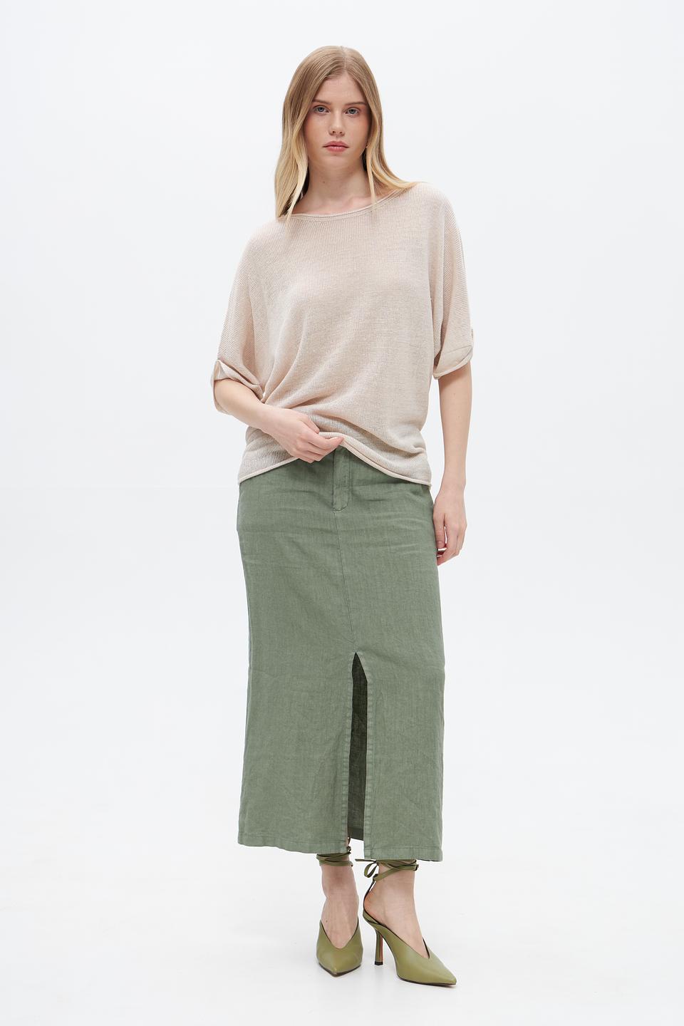 Пуловер Oui из льна бежевый