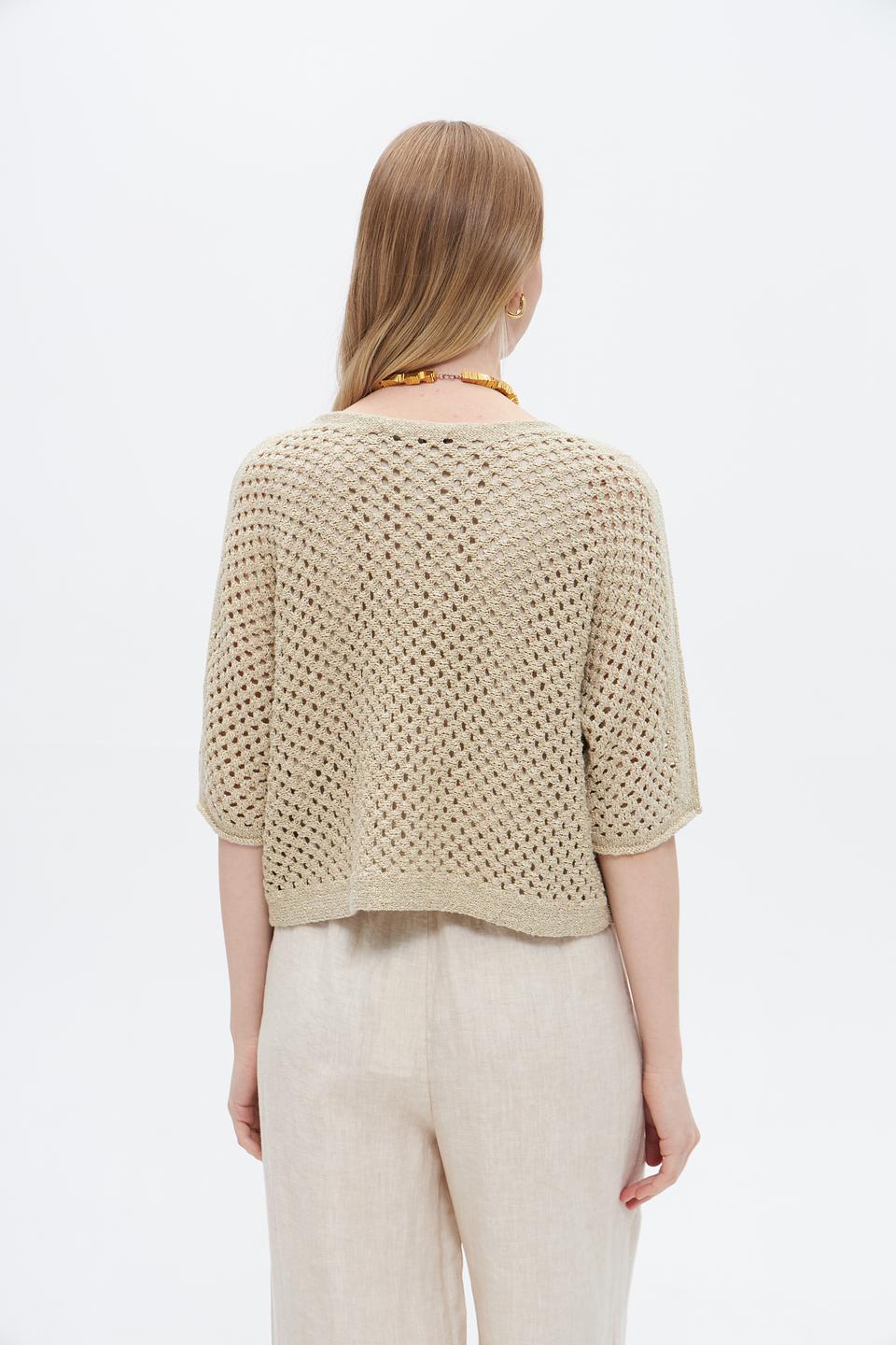 Пуловер Oui ажурный бежевый