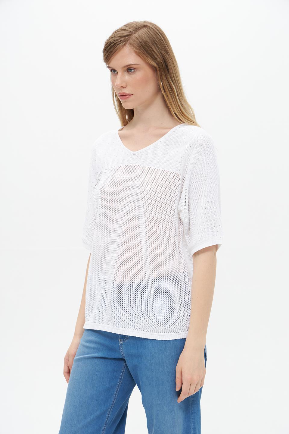 Пуловер Rabe collection белый ажурный