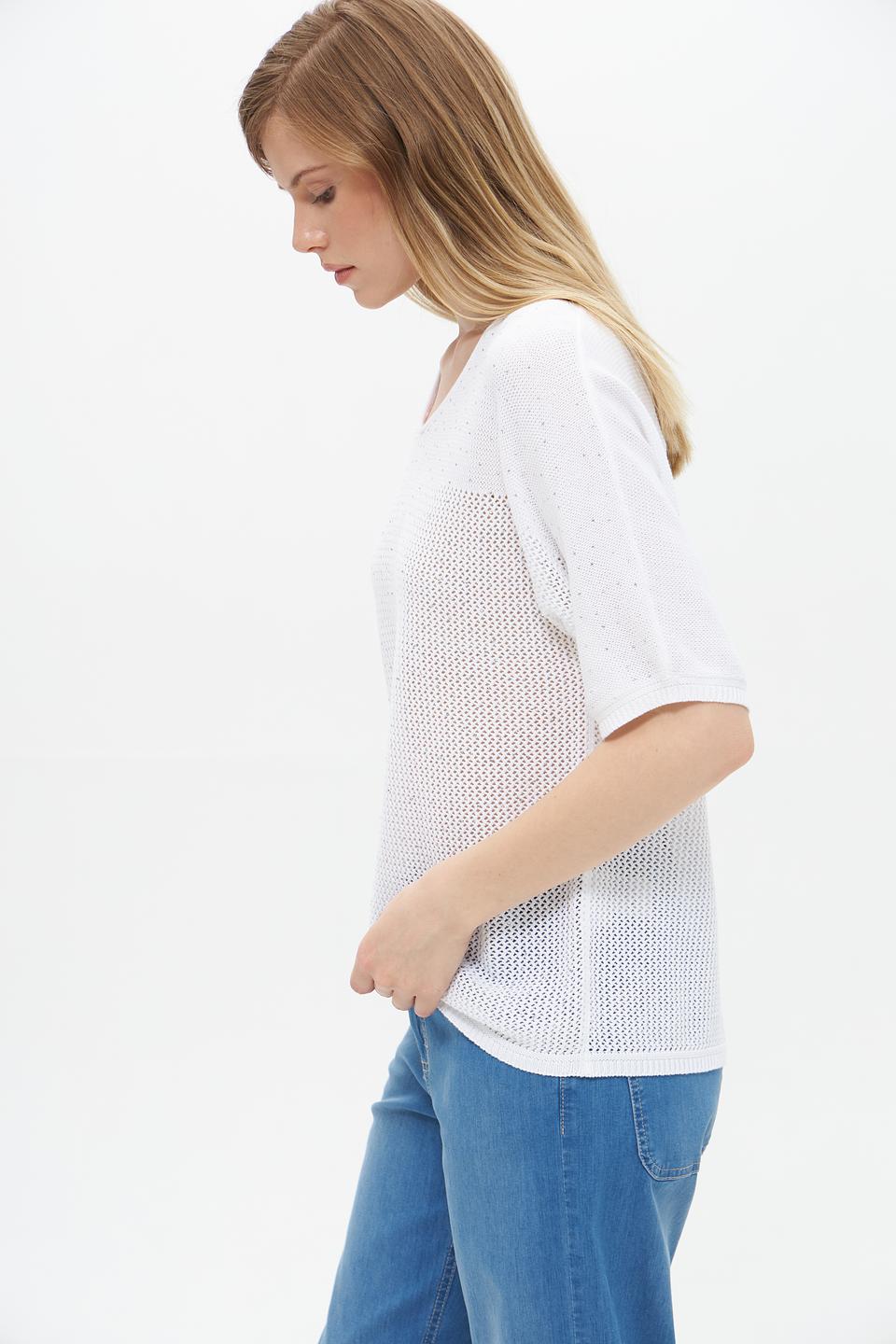 Пуловер Rabe collection белый ажурный