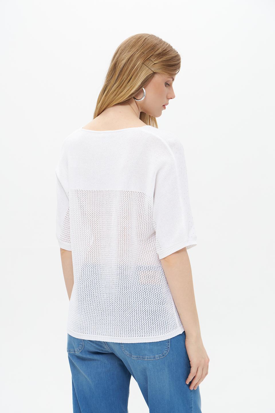 Пуловер Rabe collection белый ажурный