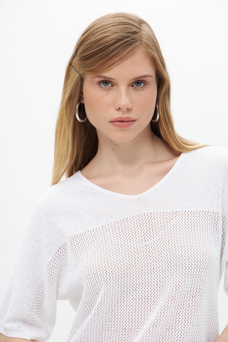 Пуловер Rabe collection белый ажурный